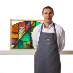 Reclaimed Goddard & Gibbs Abstract Arched Stained Glass