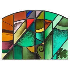 Reclaimed Goddard & Gibbs Abstract Arched Stained Glass
