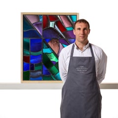 Reclaimed Goddard & Gibbs Modern Style Stained Glass Panel