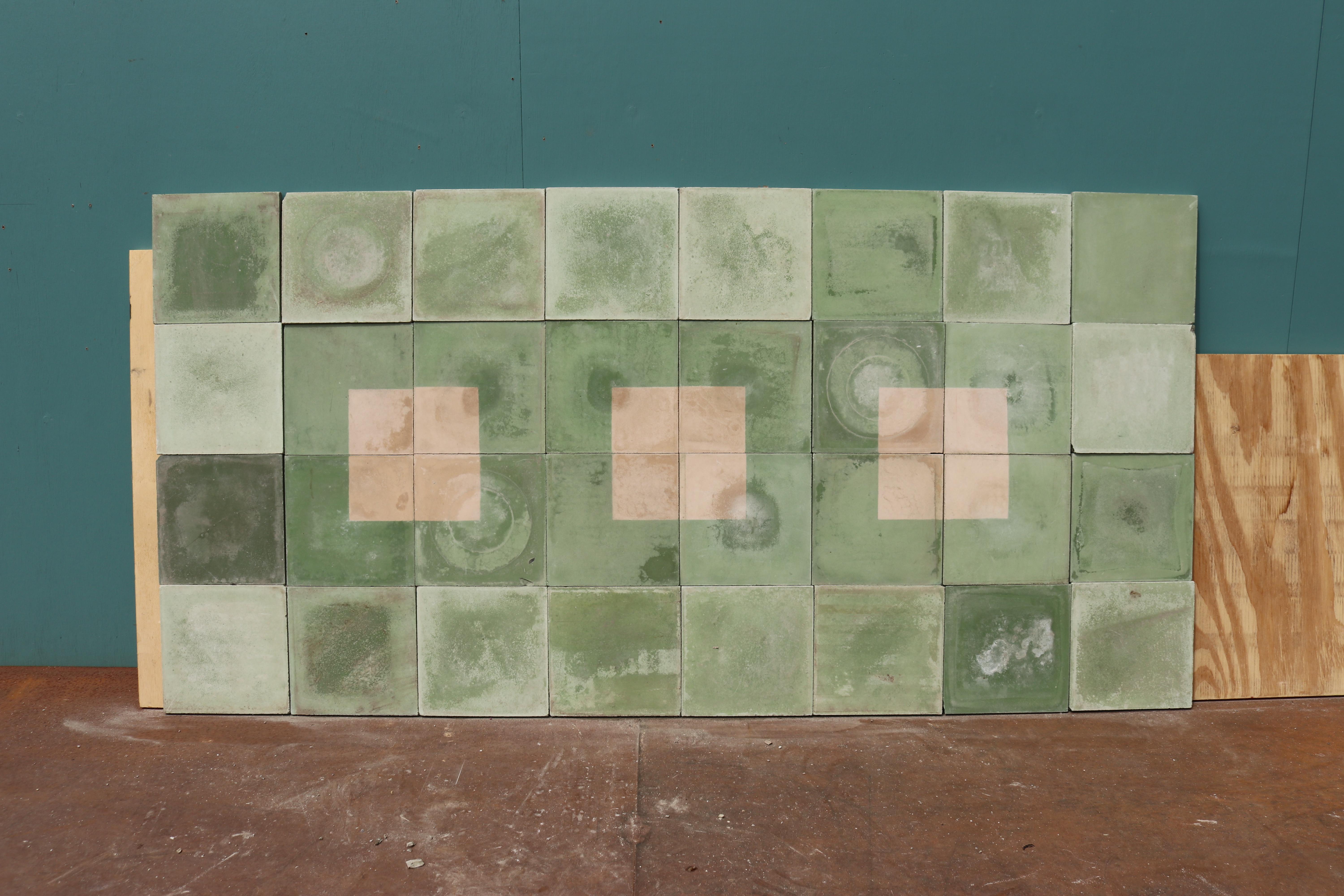 green and cream floor tiles