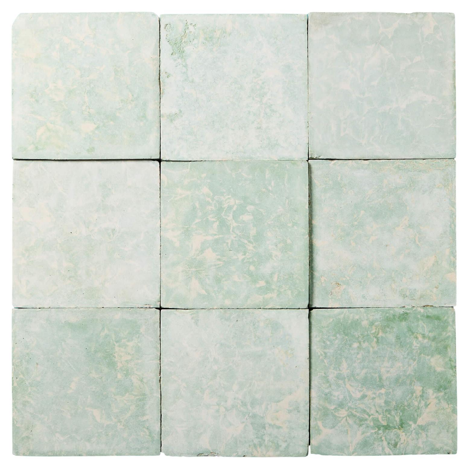 Reclaimed Green Marble Effect Cement Floor Tiles 11.4 m2 (122 sq ft) For Sale
