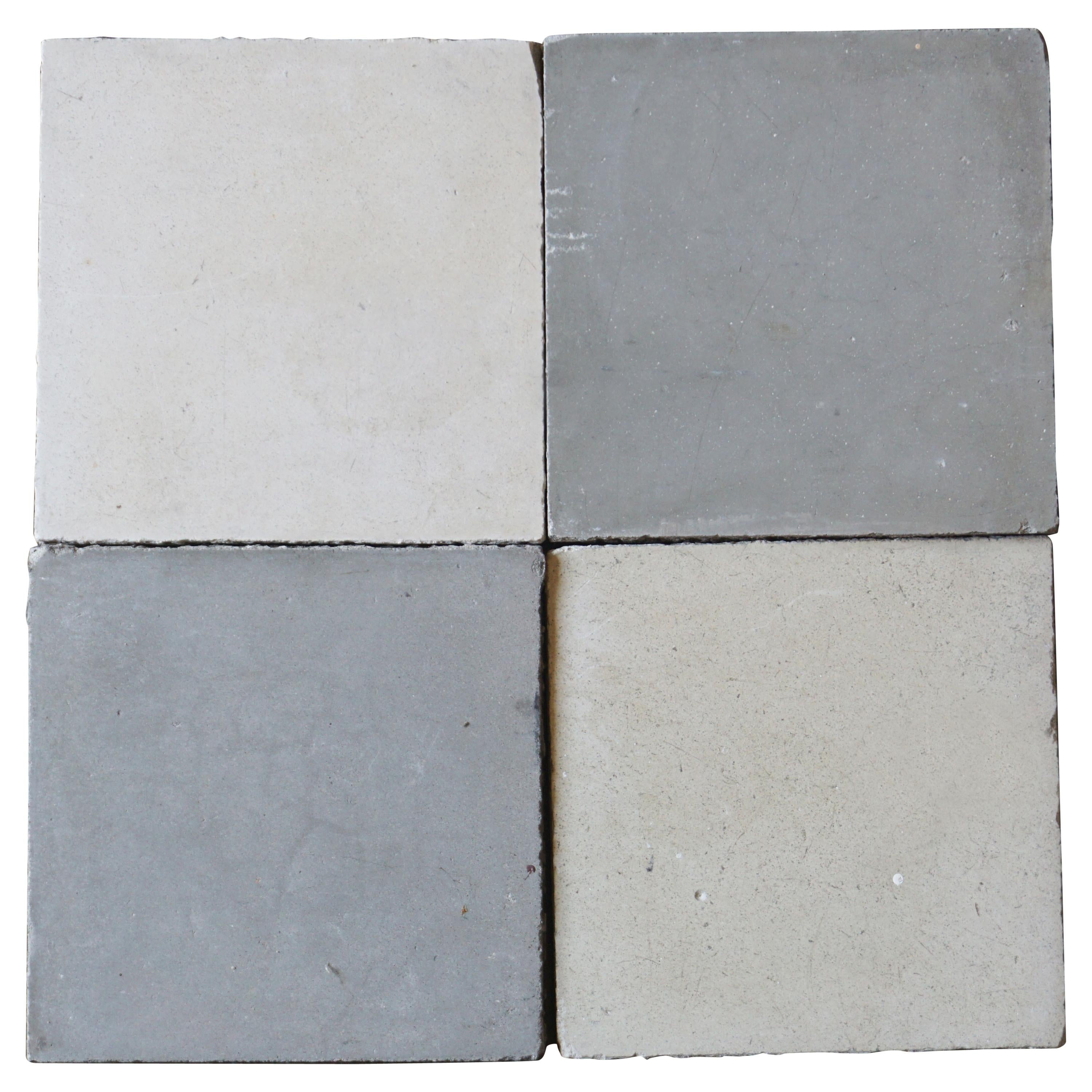 Reclaimed Grey and White Spanish Tiles For Sale