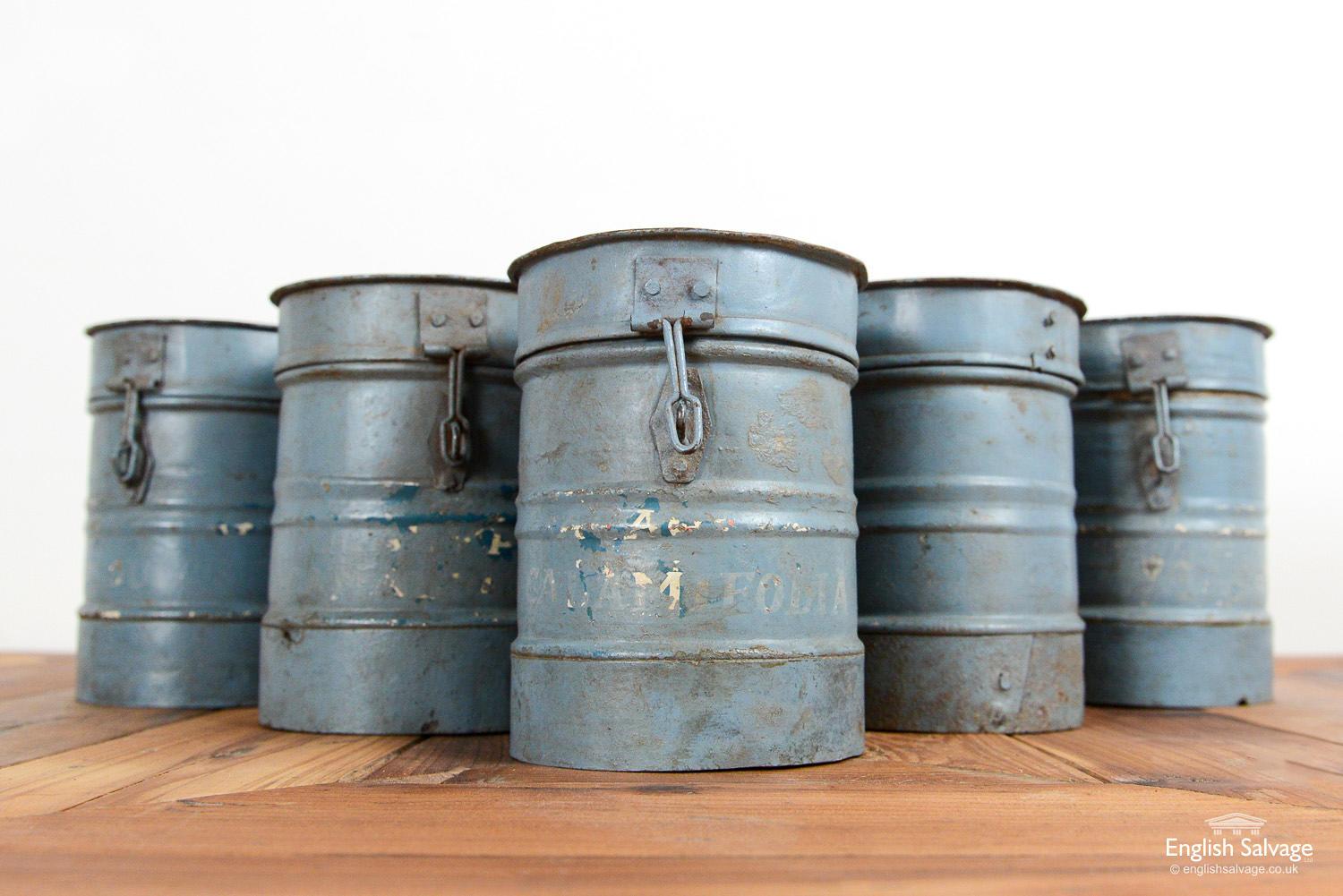 European Reclaimed Grey Rustic Canisters with Lids, 20th Century For Sale