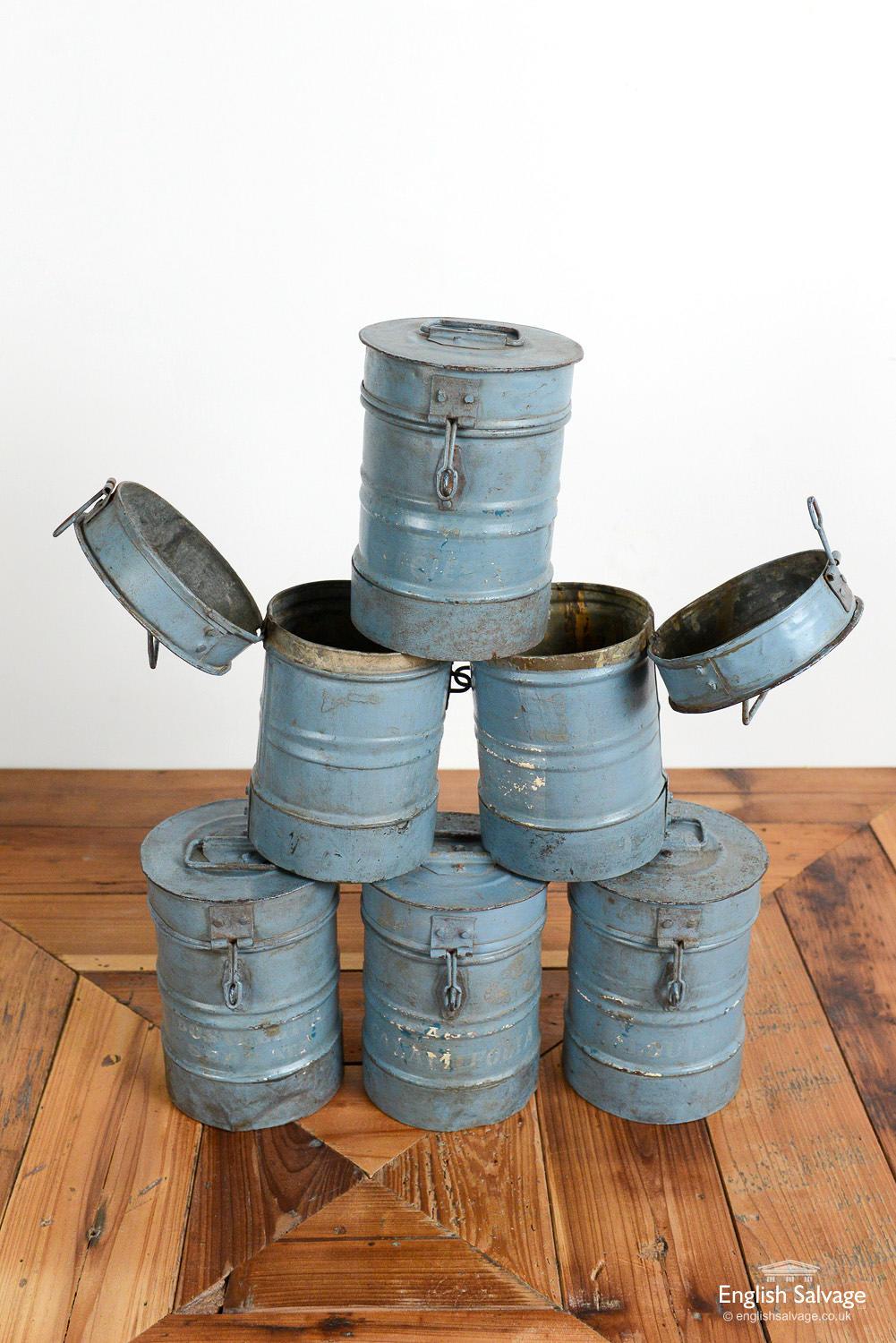 Reclaimed Grey Rustic Canisters with Lids, 20th Century For Sale 1