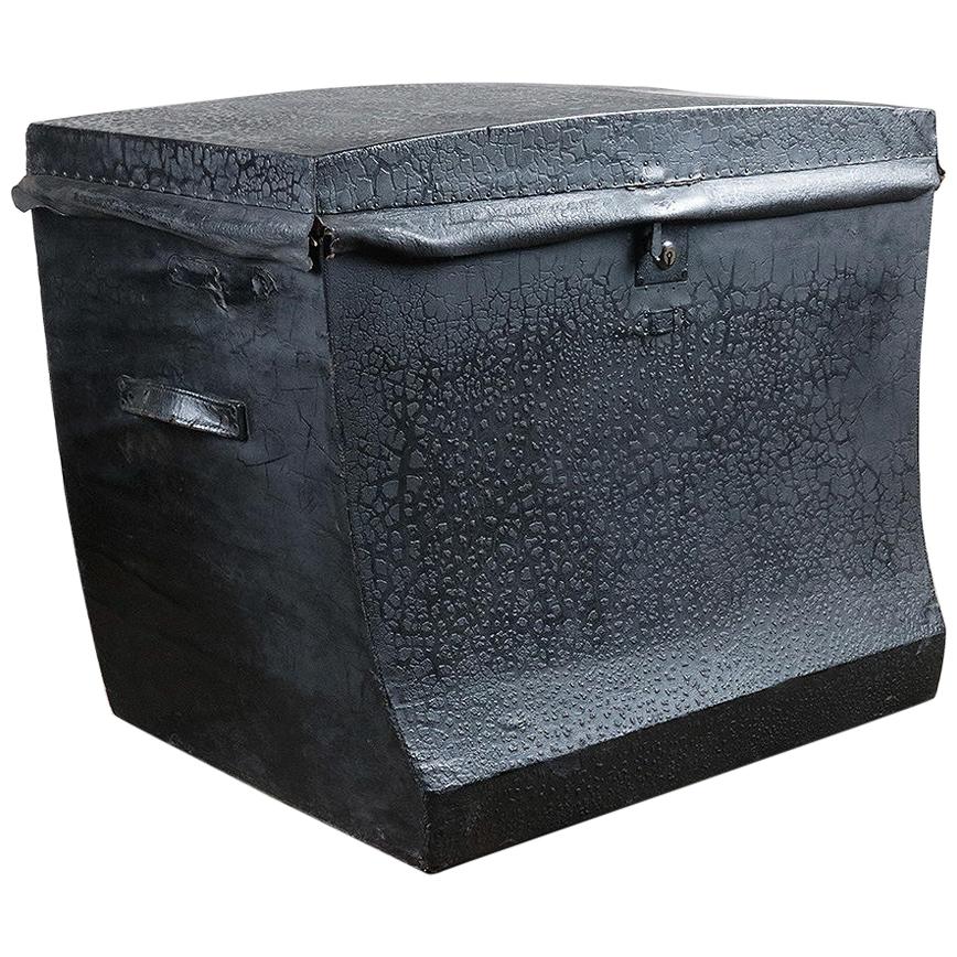 Reclaimed Gurney & Co Black Ostrich Trunk, 20th Century For Sale