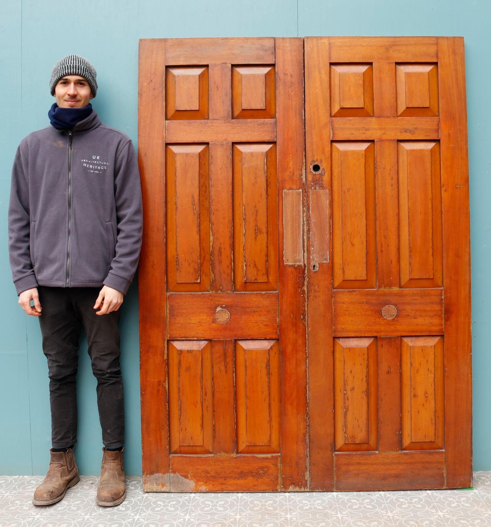 Reclaimed Hardwood Exterior Doors (Pair) In Fair Condition For Sale In Wormelow, Herefordshire