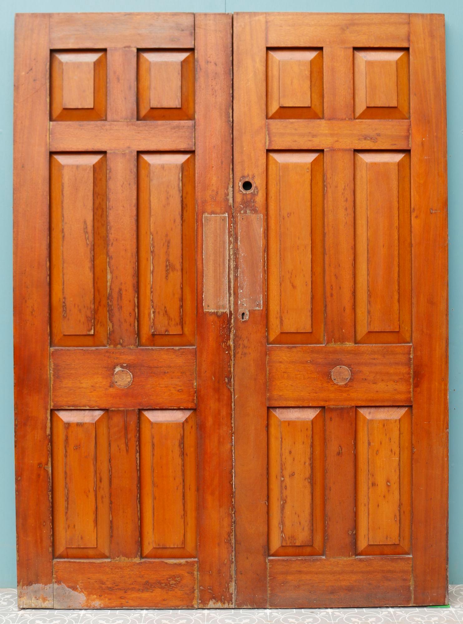 Wood Reclaimed Hardwood Exterior Doors (Pair) For Sale