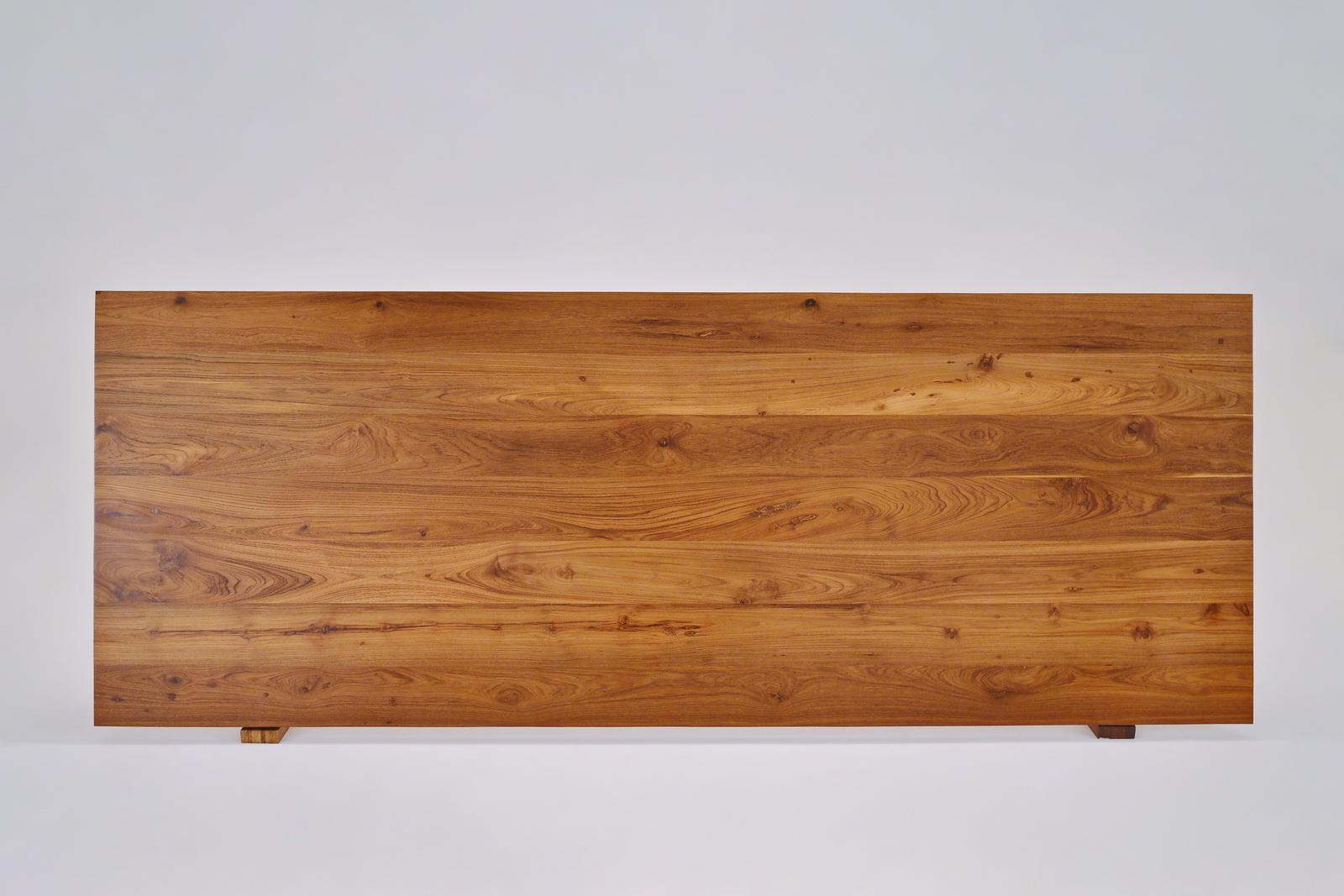Reclaimed Hardwood Table, Golden Sand Brass Base by P. Tendercool For Sale 3