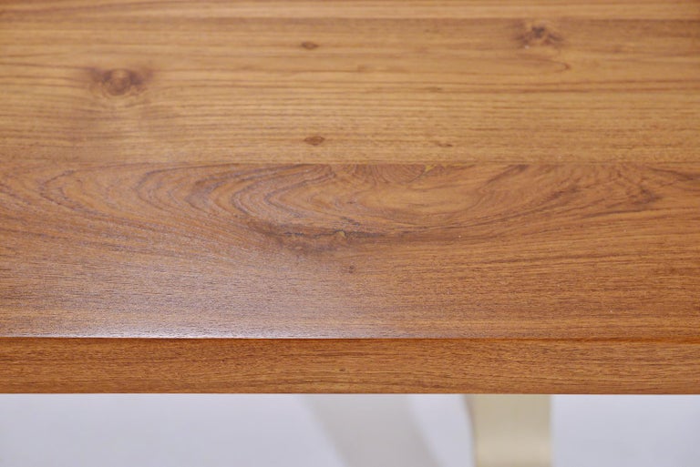 Reclaimed Hardwood Table Golden Sand Brass Base By P Tendercool