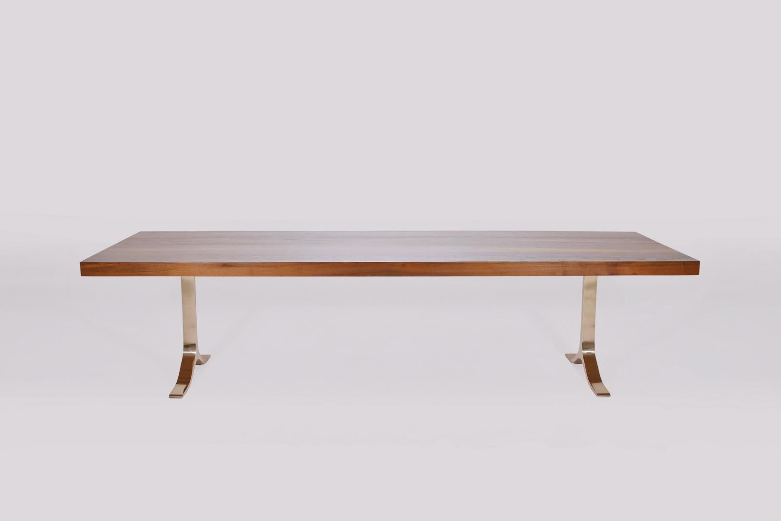 Model: FTOP-PT2L-BZ1-GT-DO
Top: Reclaimed hardwood
Top finish: Diamond oiled
Base: PT2L base, bronze 
Base finish: Polished
Dimensions: 300 x 96 x 73 cm
(W x D x H) inches 118.11 x 38.4 x 28.74 inch

P. Tendercool FTOPs – Fantastic tables, benches