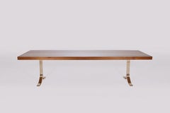 Reclaimed Hardwood Table, Polished Bronze Base by P. Tendercool