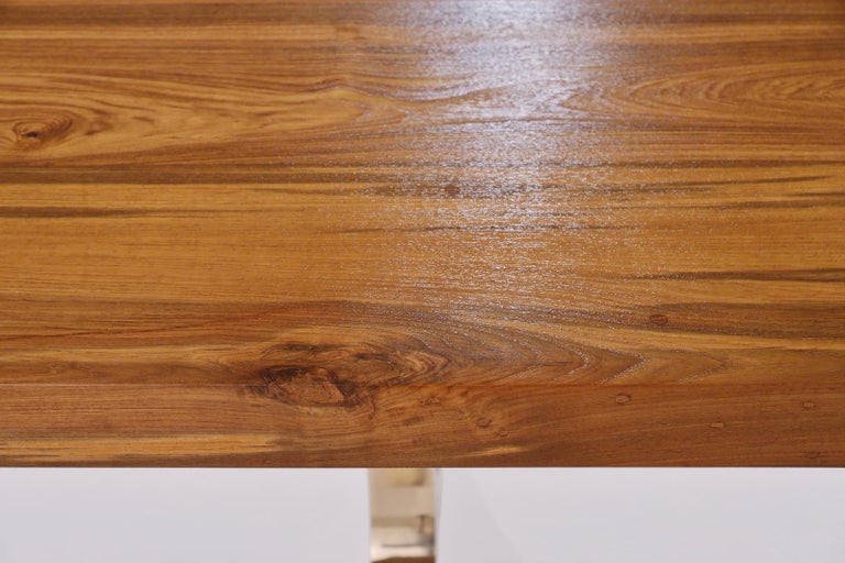Reclaimed Hardwood Table Polished Bronze Base By P Tendercool