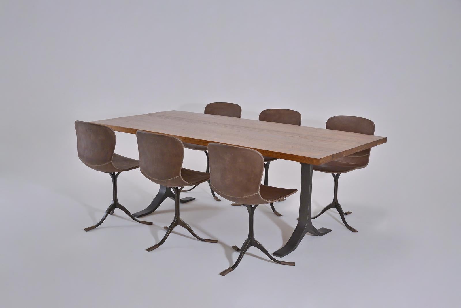 Reclaimed Hardwood Table, Sand Cast Aluminium Base by P. Tendercool For Sale 3