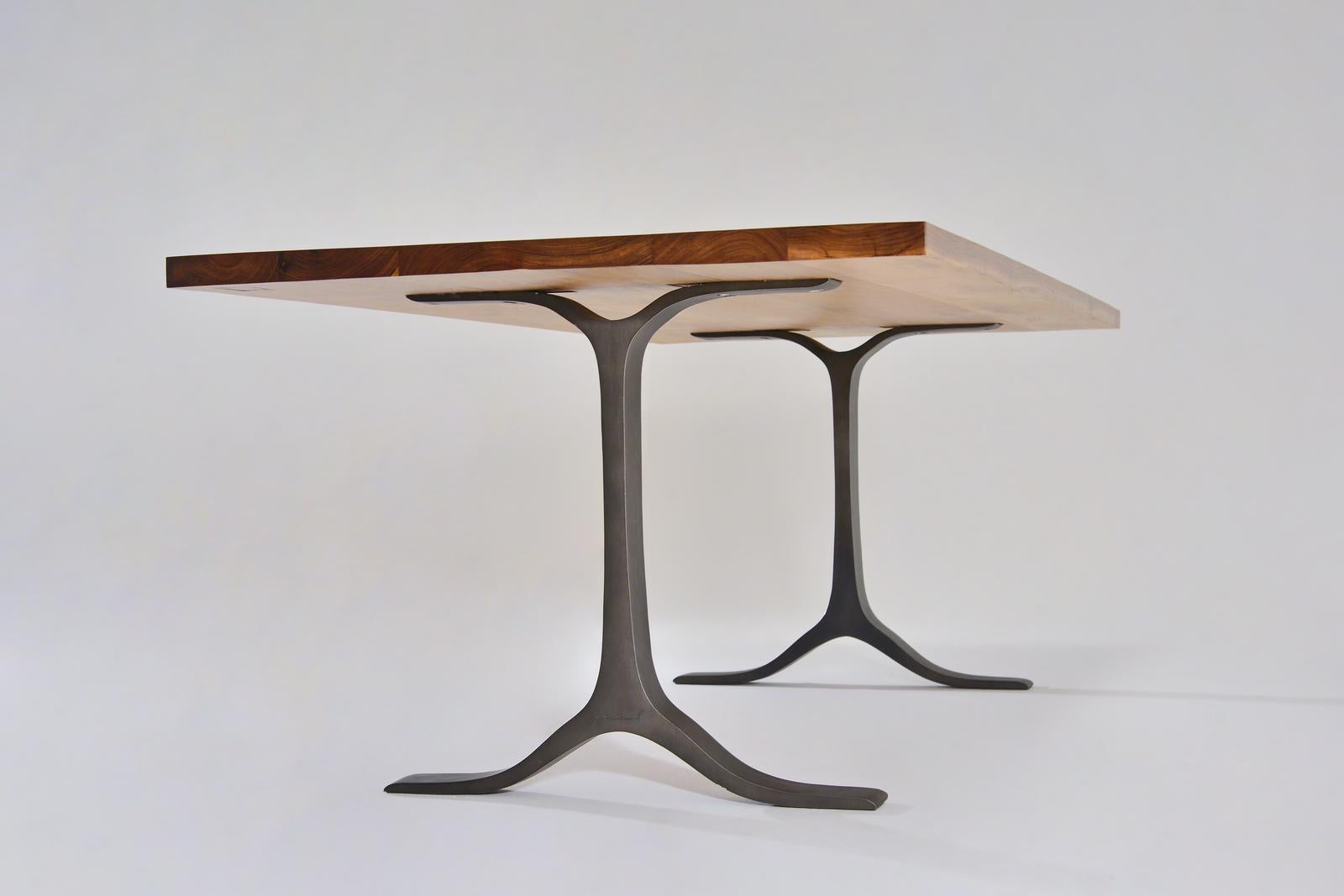 Minimalist Reclaimed Hardwood Table, Sand Cast Aluminium Base by P. Tendercool For Sale