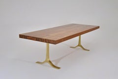 Reclaimed Hardwood Table, Sand Cast Brass Base by P. Tendercool