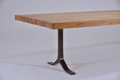 Reclaimed Hardwood Table, Sand Cast Bronze Base by P. Tendercool,
