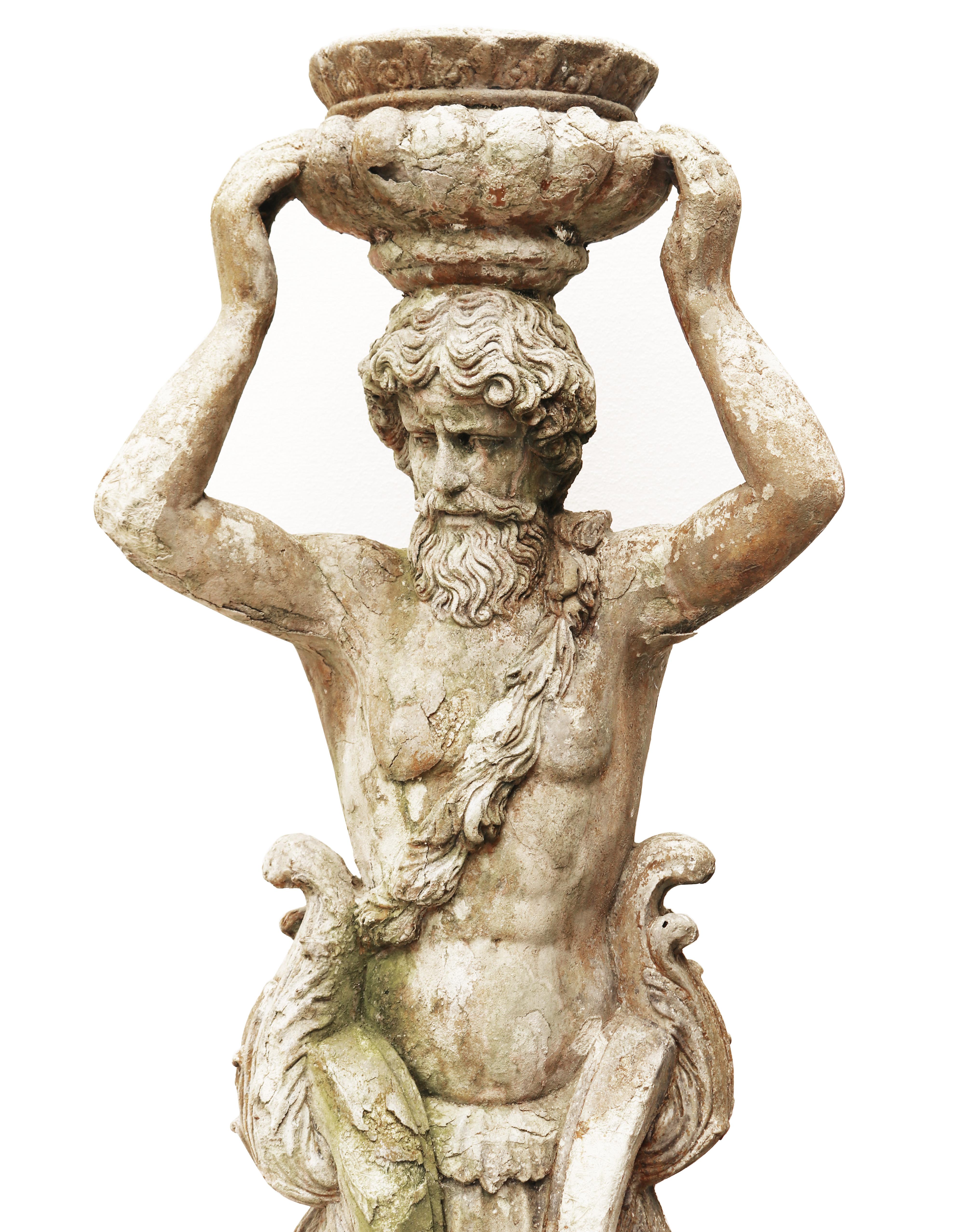 Cement Reclaimed Herm Statue of Atlas