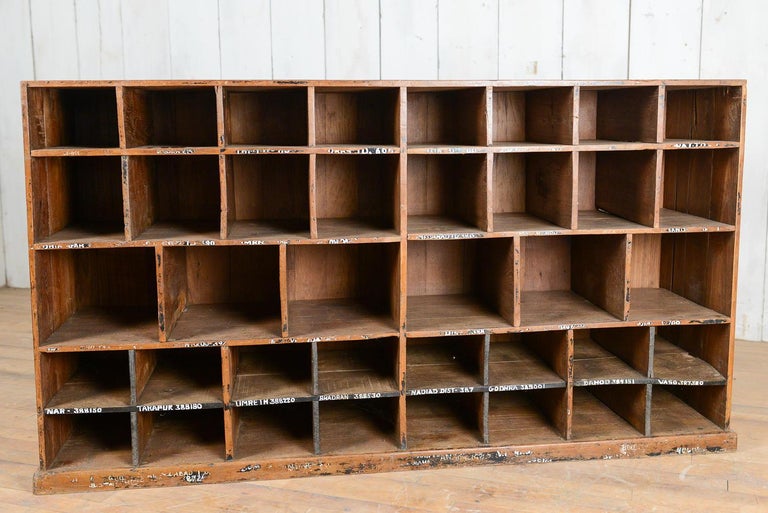Reclaimed Indian Wooden Pigeon Hole Unit, 20th Century For Sale at 1stDibs  | wooden pigeon holes, pigeon hole hotel, wooden pigeon hole shelving