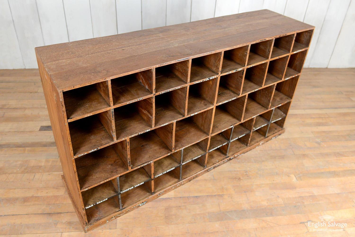 wooden pigeon hole shelving