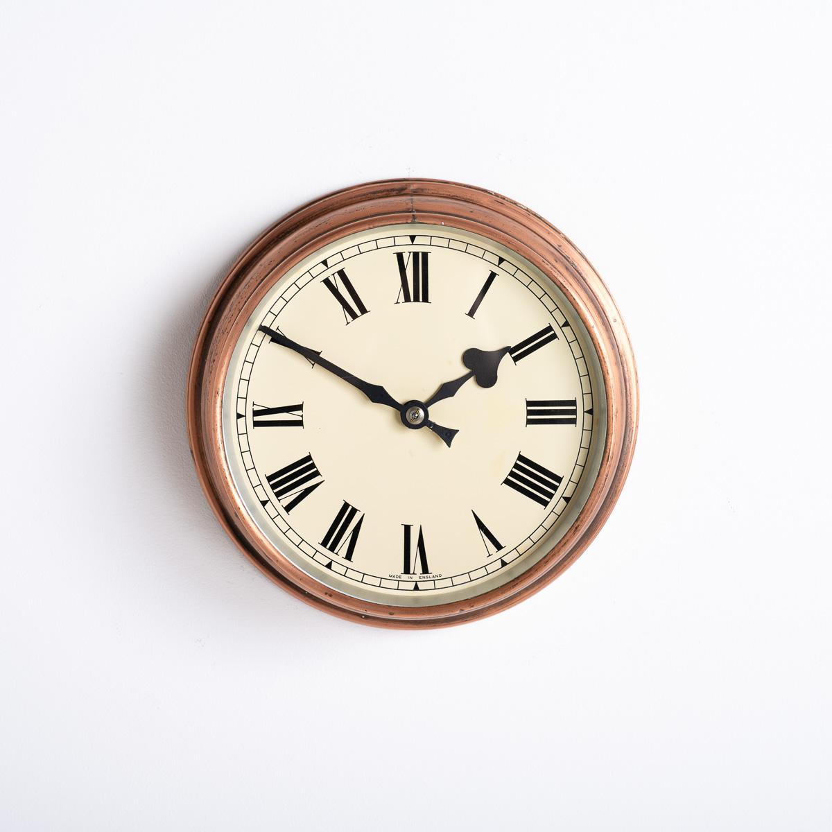 British Reclaimed Industrial Aged Spun Copper Case Wall Clock By Synchronome