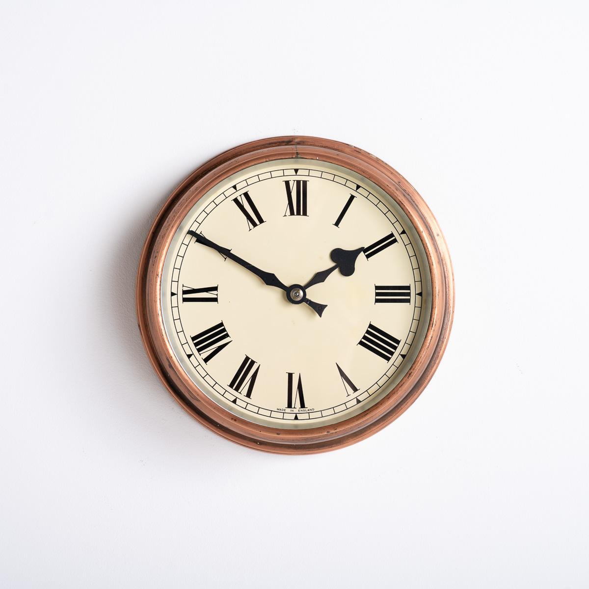 Reclaimed Industrial Aged Spun Copper Case Wall Clock By Synchronome In Good Condition In Nottingham, GB