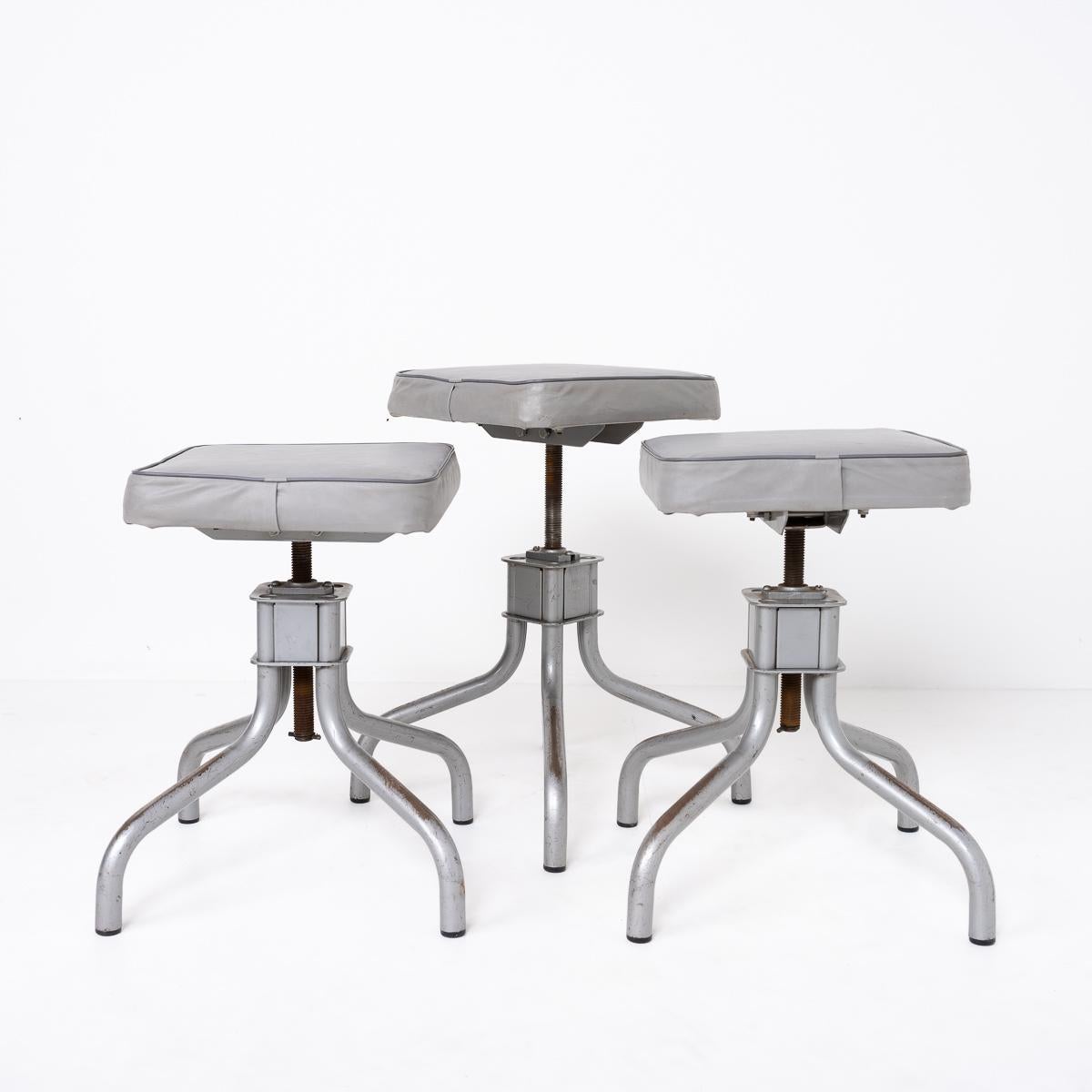 Reclaimed Industrial Factory Height Adjustable Stools By Leabank Chairs Ltd For Sale 7