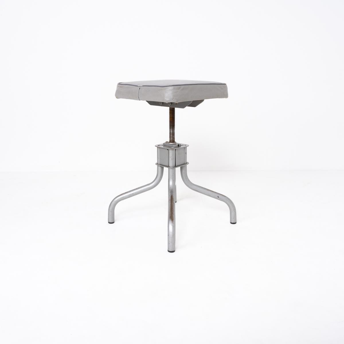British Reclaimed Industrial Factory Height Adjustable Stools By Leabank Chairs Ltd For Sale