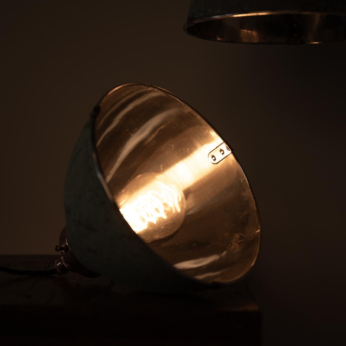 Reclaimed Industrial Holophane Verdigris Coppered Spun Aluminium Pendant Lights For Sale 6