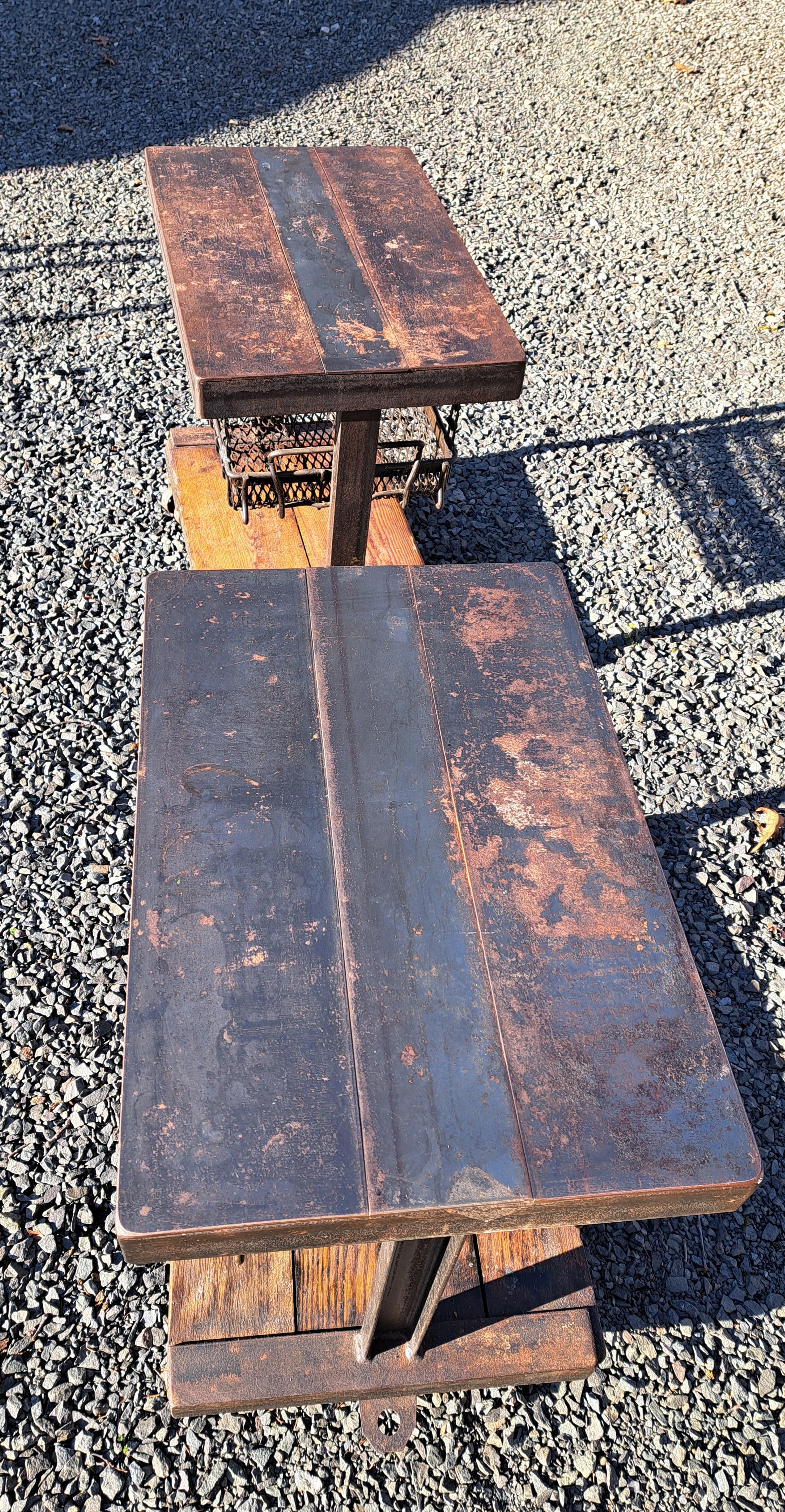 Reclaimed Industrial Side Tables a Pair Bon état - En vente à Newtown, CT