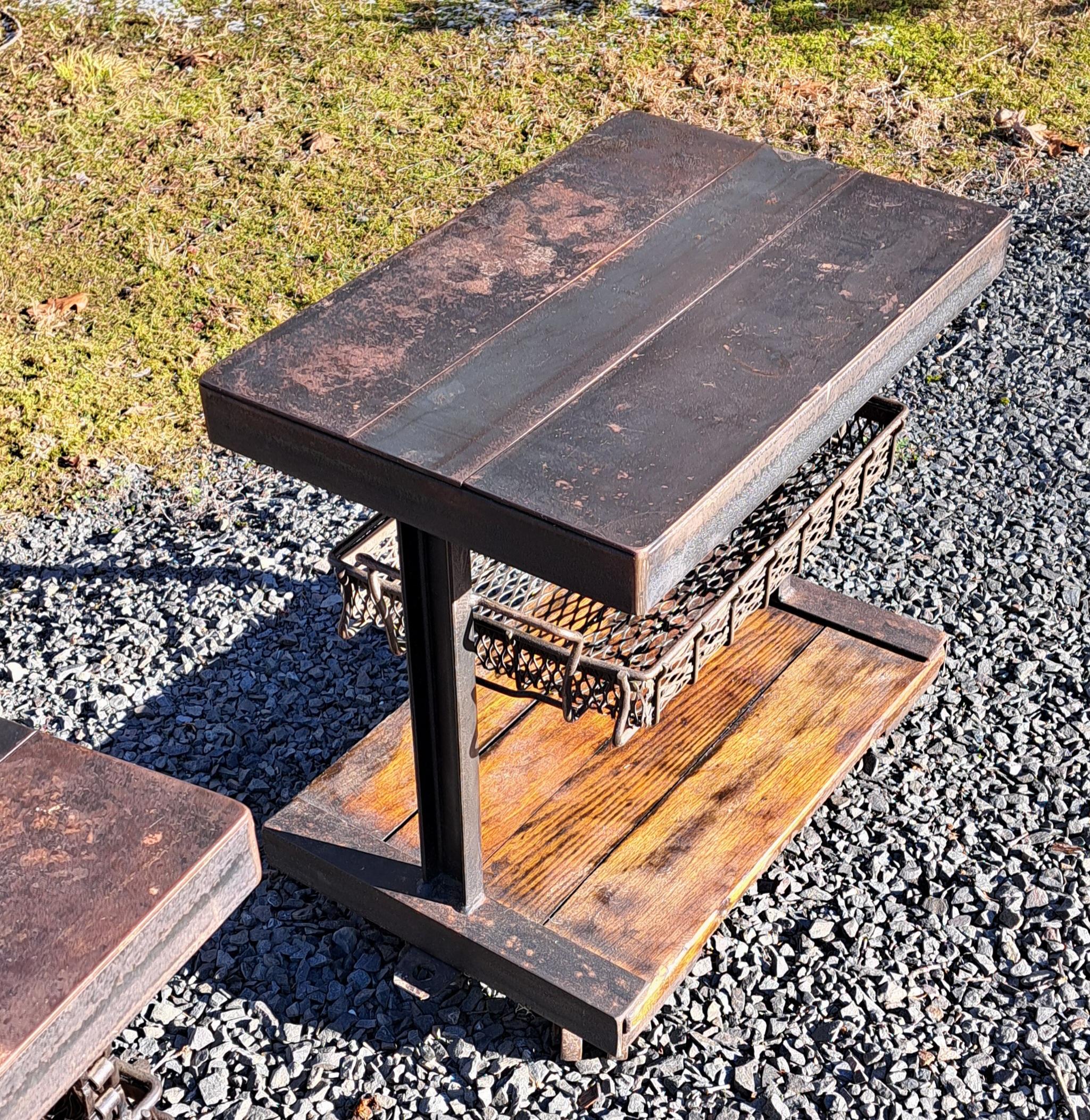 Reclaimed Industrial Side Tables a Pair en vente 1