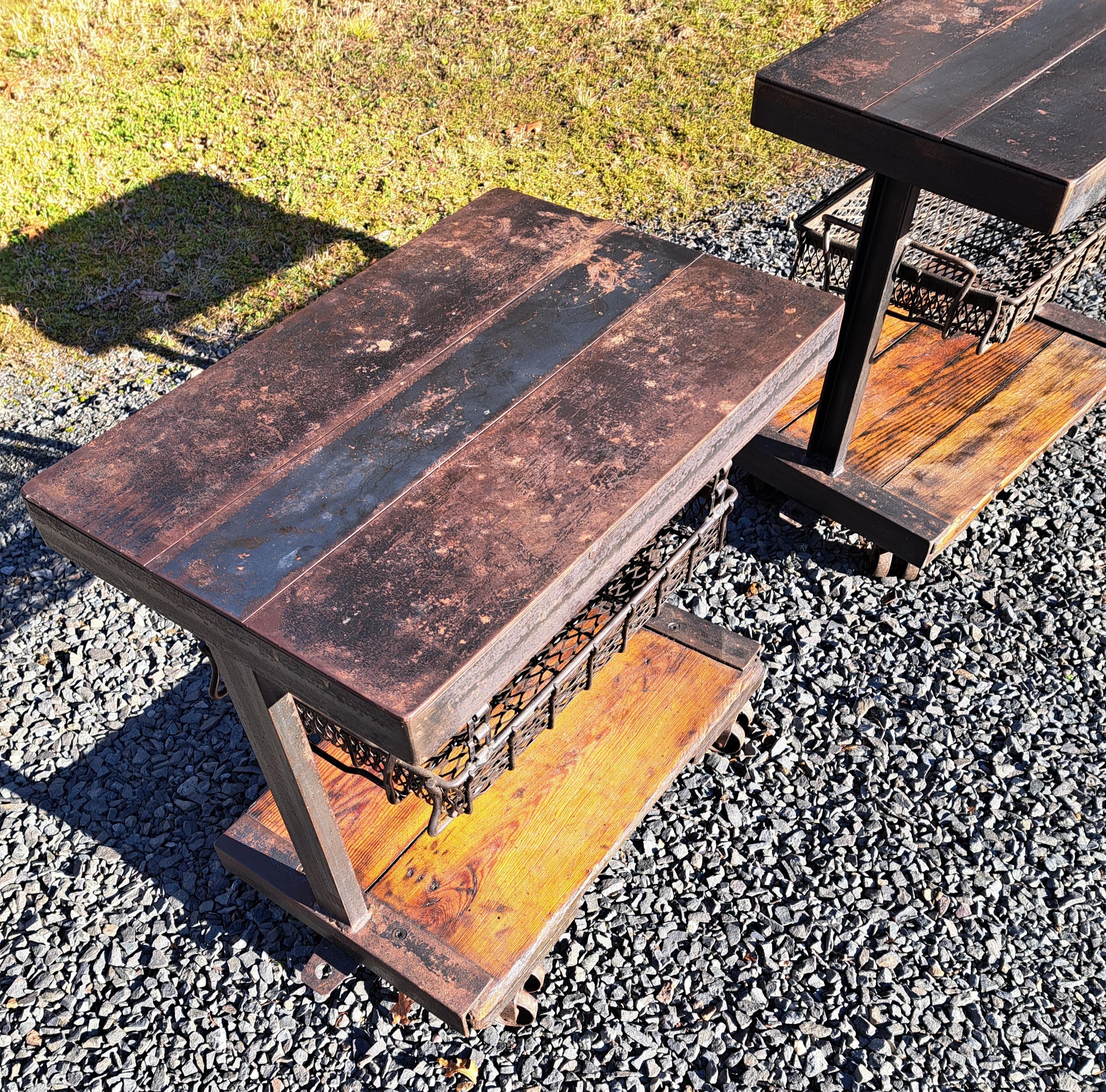 Reclaimed Industrial Side Tables a Pair en vente 2