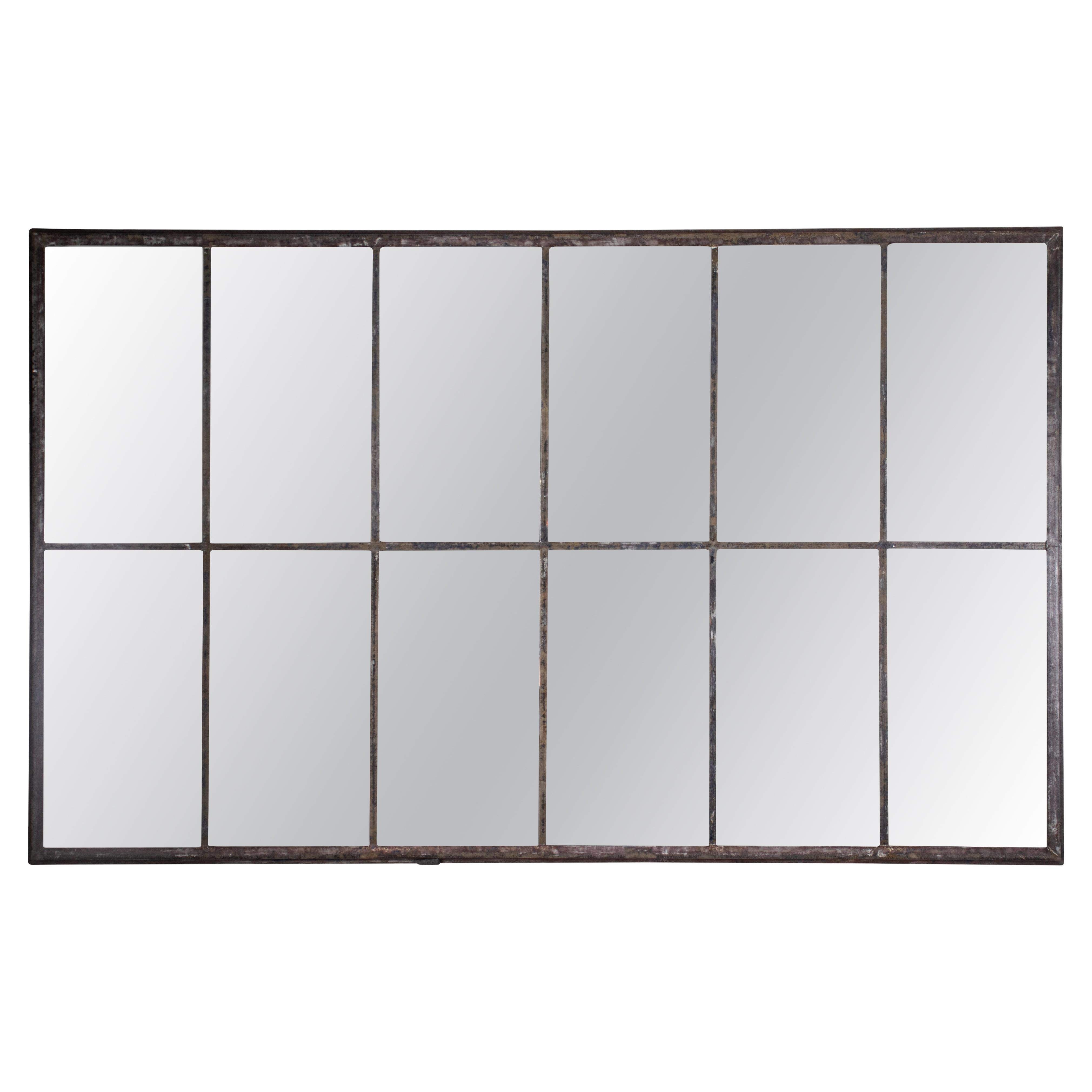 Reclaimed Industrial Window Frame as Mirror For Sale