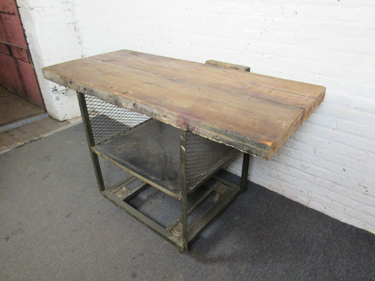 Reclaimed Industrial Work Table For Sale at 1stDibs