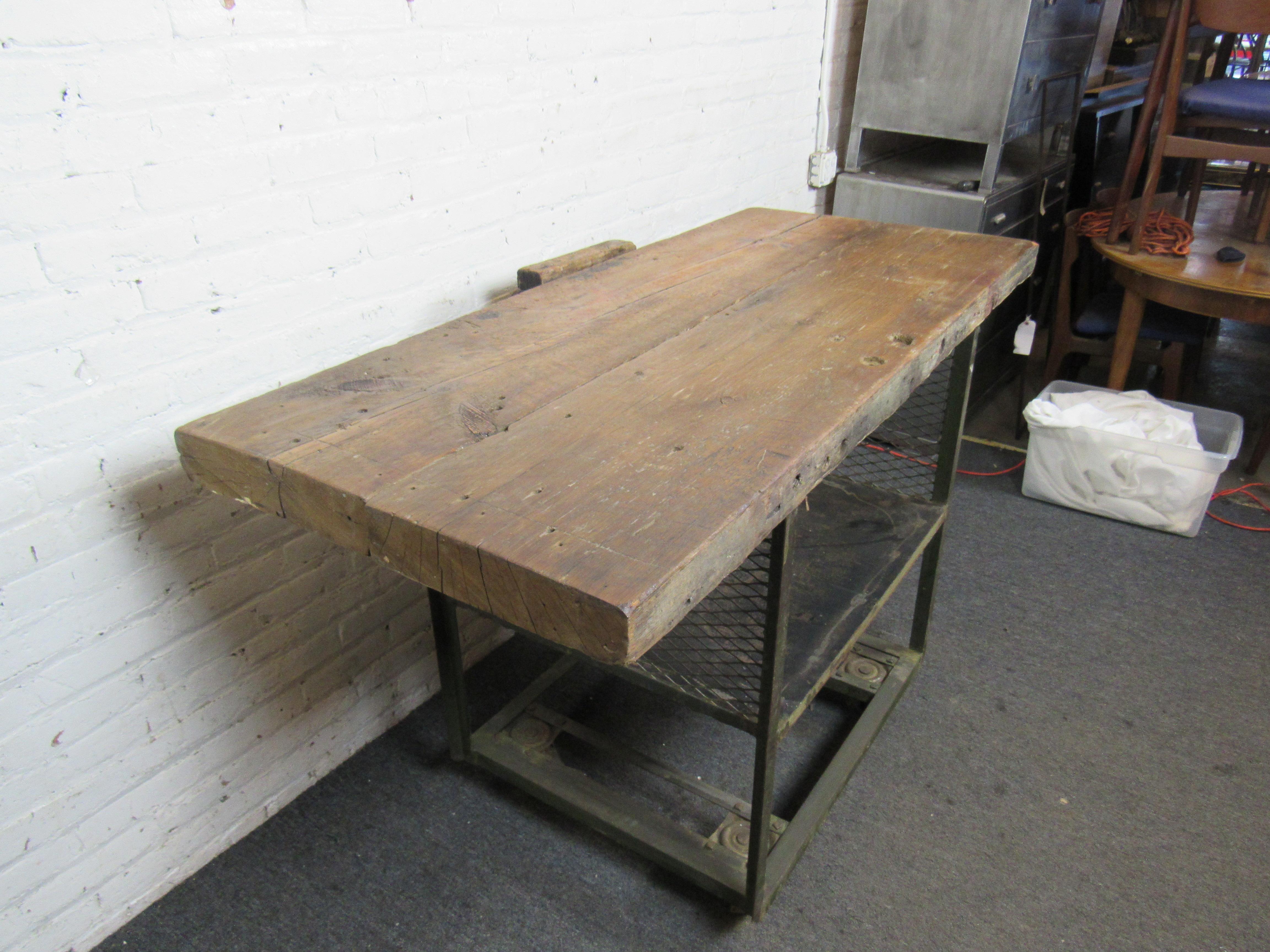 Reclaimed Industrial Work Table In Good Condition In Brooklyn, NY