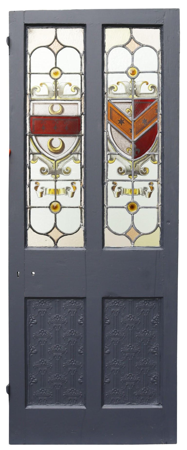 Reclaimed Interior Door with Stained Glass For Sale at 1stDibs