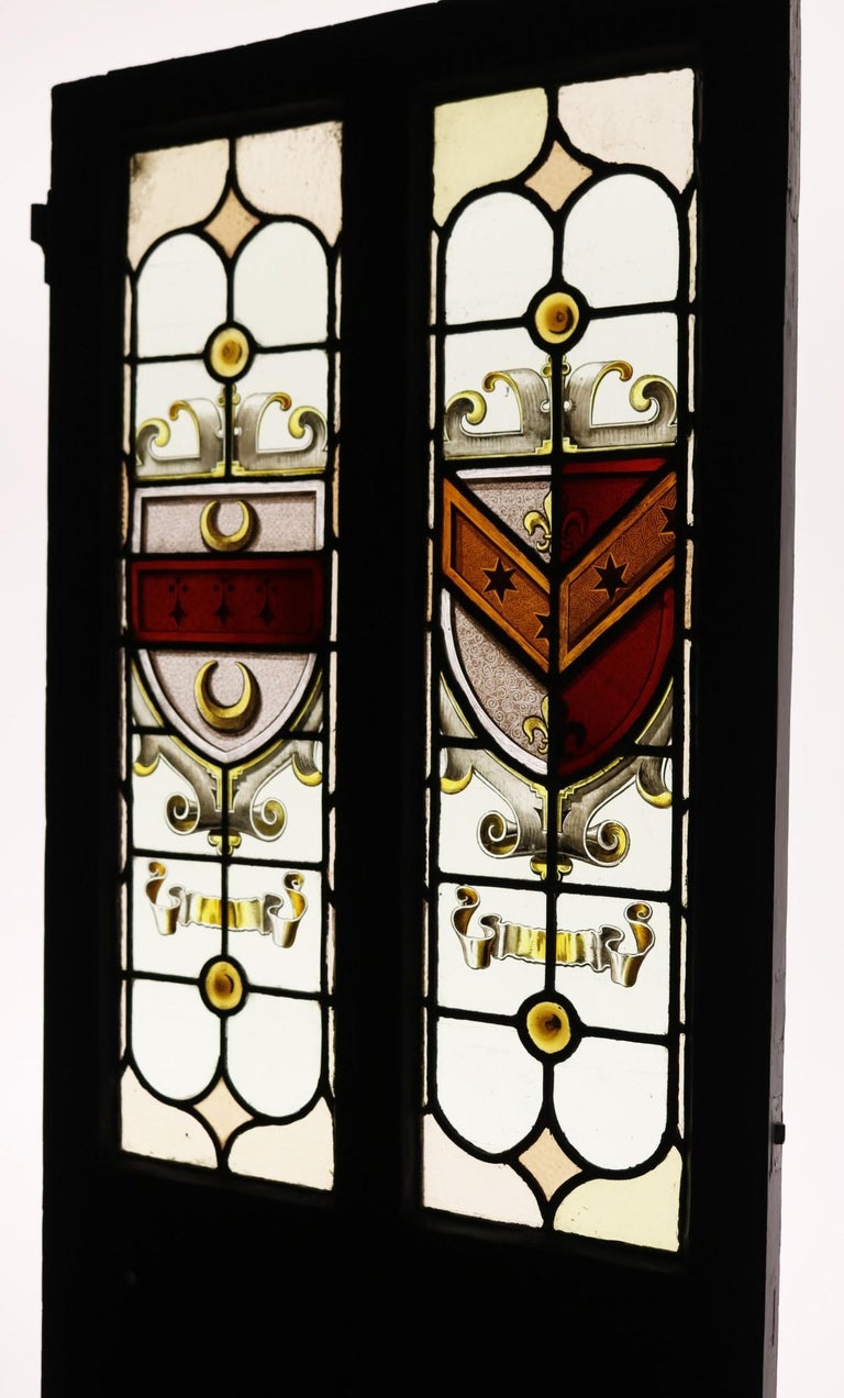 Reclaimed Interior Door with Stained Glass For Sale at 1stDibs