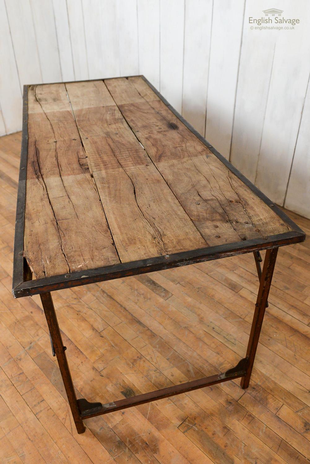 European Reclaimed Iron and Hardwood Folding Table, 20th Century For Sale