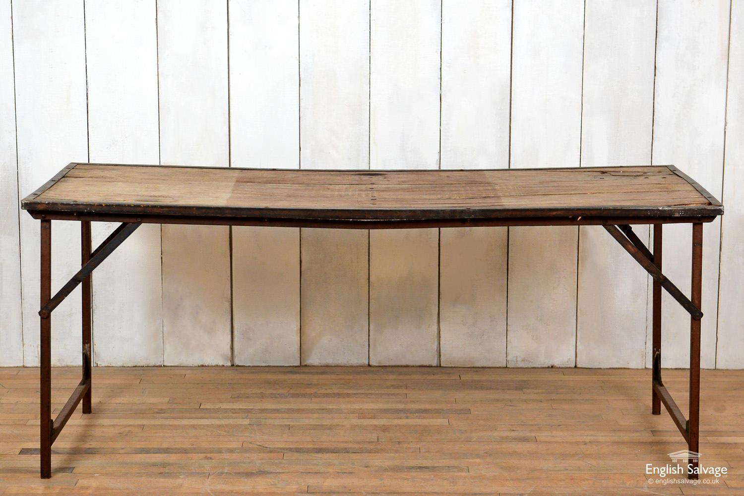 Reclaimed Iron and Hardwood Folding Table, 20th Century For Sale 1