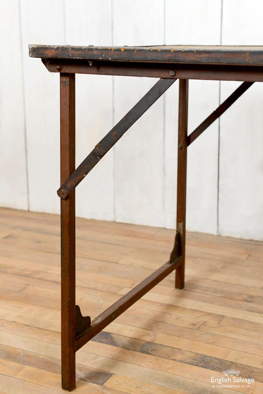 Reclaimed Iron and Hardwood Folding Table, 20th Century For Sale 2