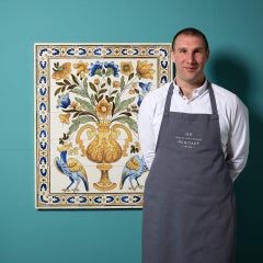 Reclaimed Italianate Floral Framed Tiled Panel