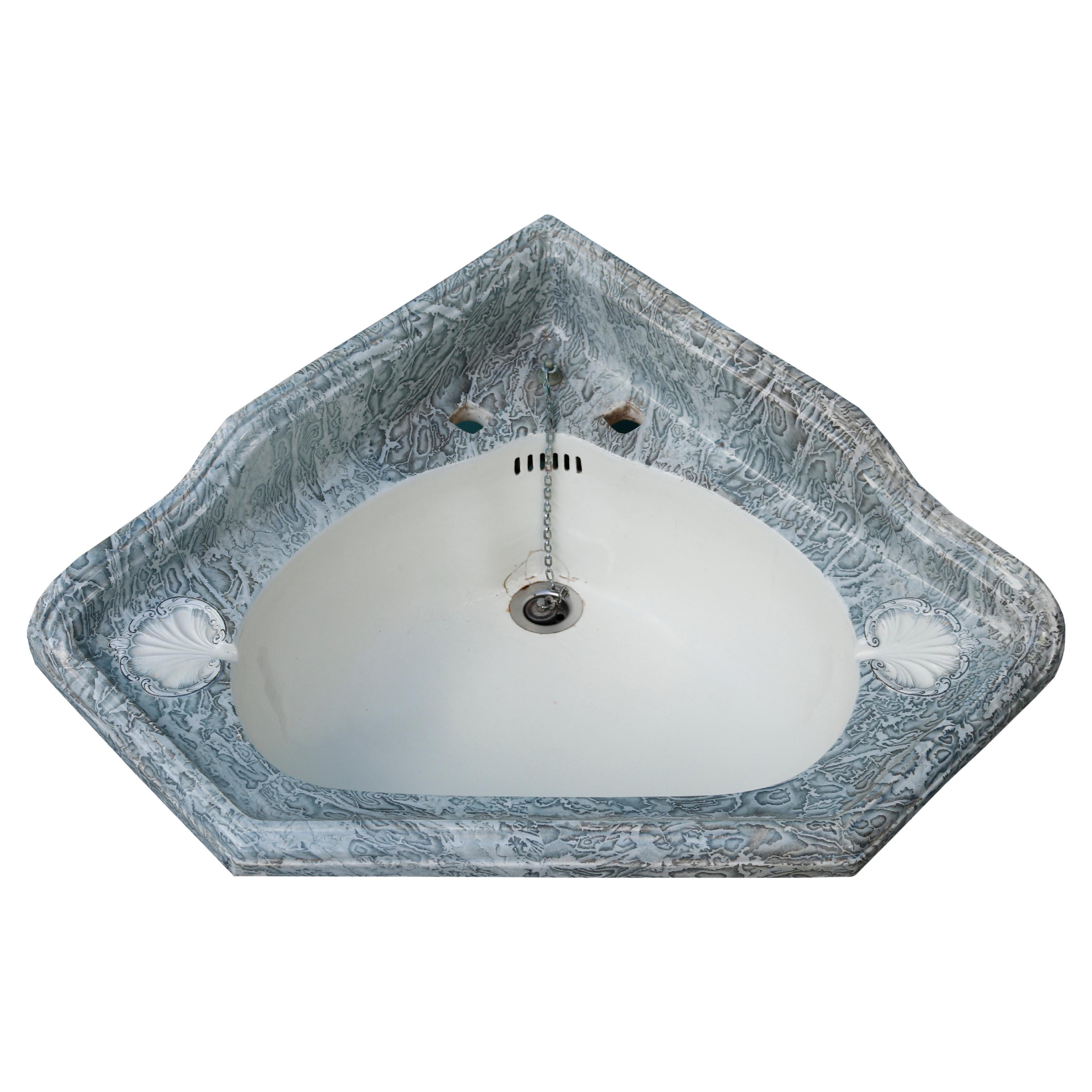 Reclaimed ‘Johnson Brothers’ Marbleised Corner Basin