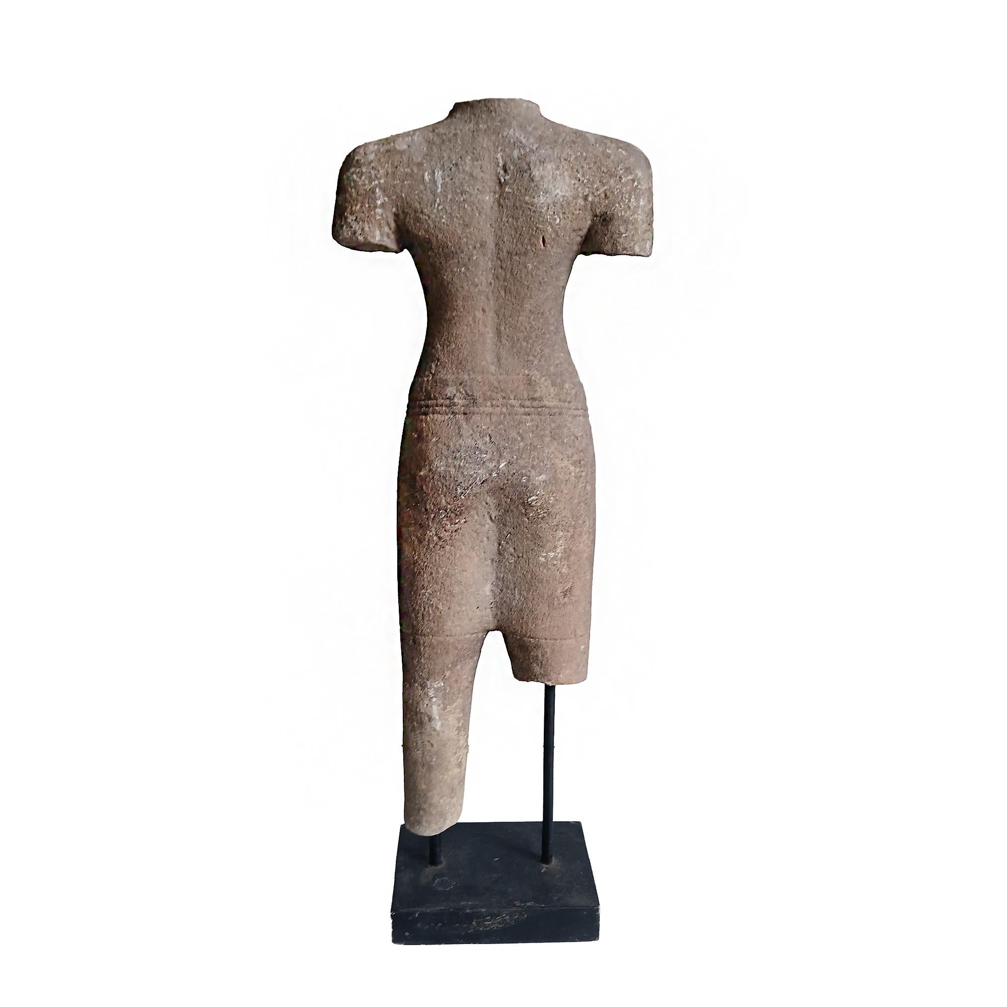 Reclaimed Khmer Torso, Early 20th Century In Good Condition For Sale In New York, NY
