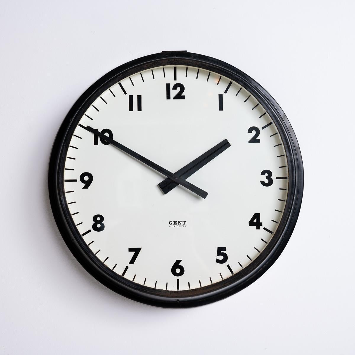 British Reclaimed Large 18inch Diameter Industrial Slave Clock by Gent of Leicester For Sale