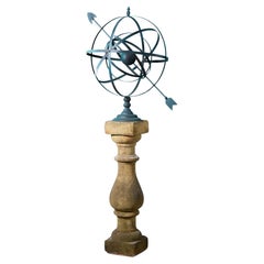 Reclaimierter großer Armillary Sundial auf Yorker Steinsockel