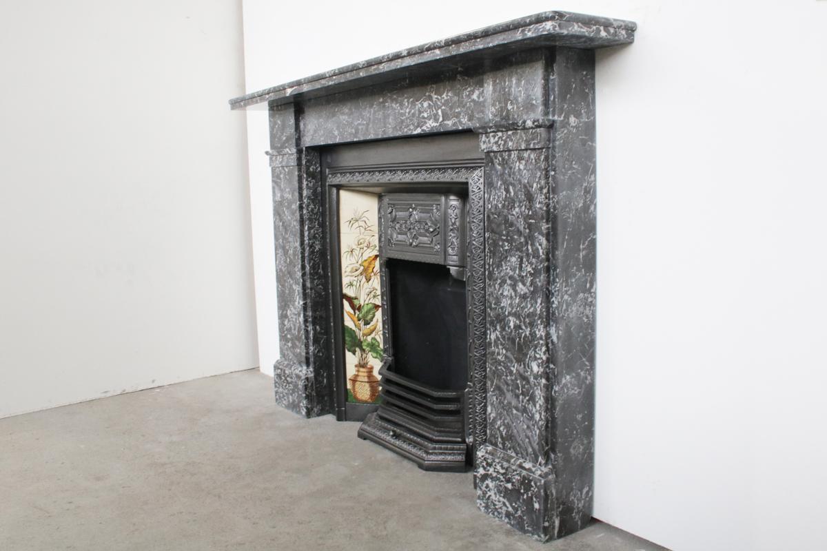 English Reclaimed Late Victorian St. Anne Marble Fireplace Surround