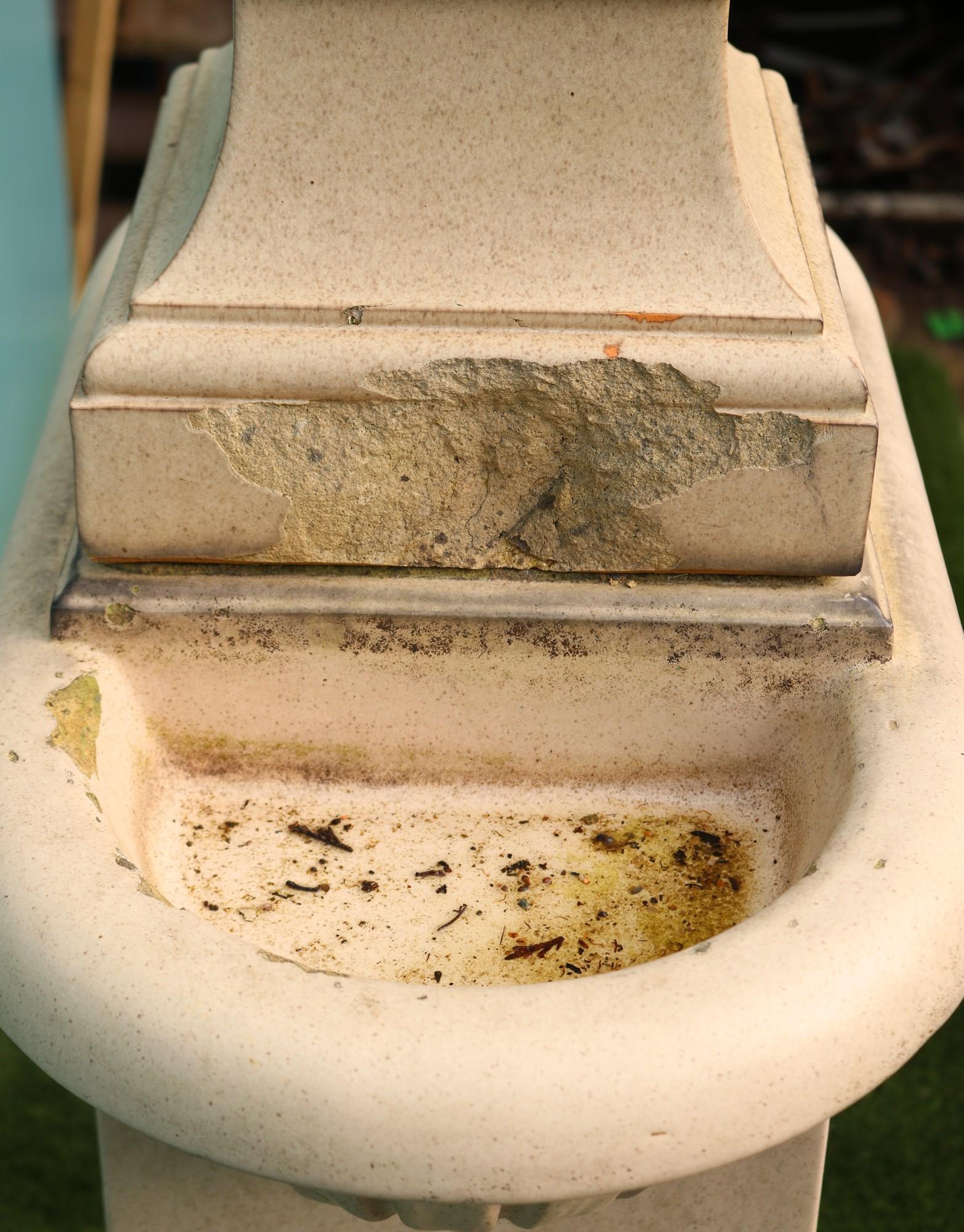 Reclaimed Leeds Fire Clay Company Birdbath 1