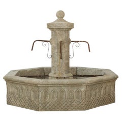 Antique Hand-Carved Limestone Pool Fountain, Rustic French Style, 1800
