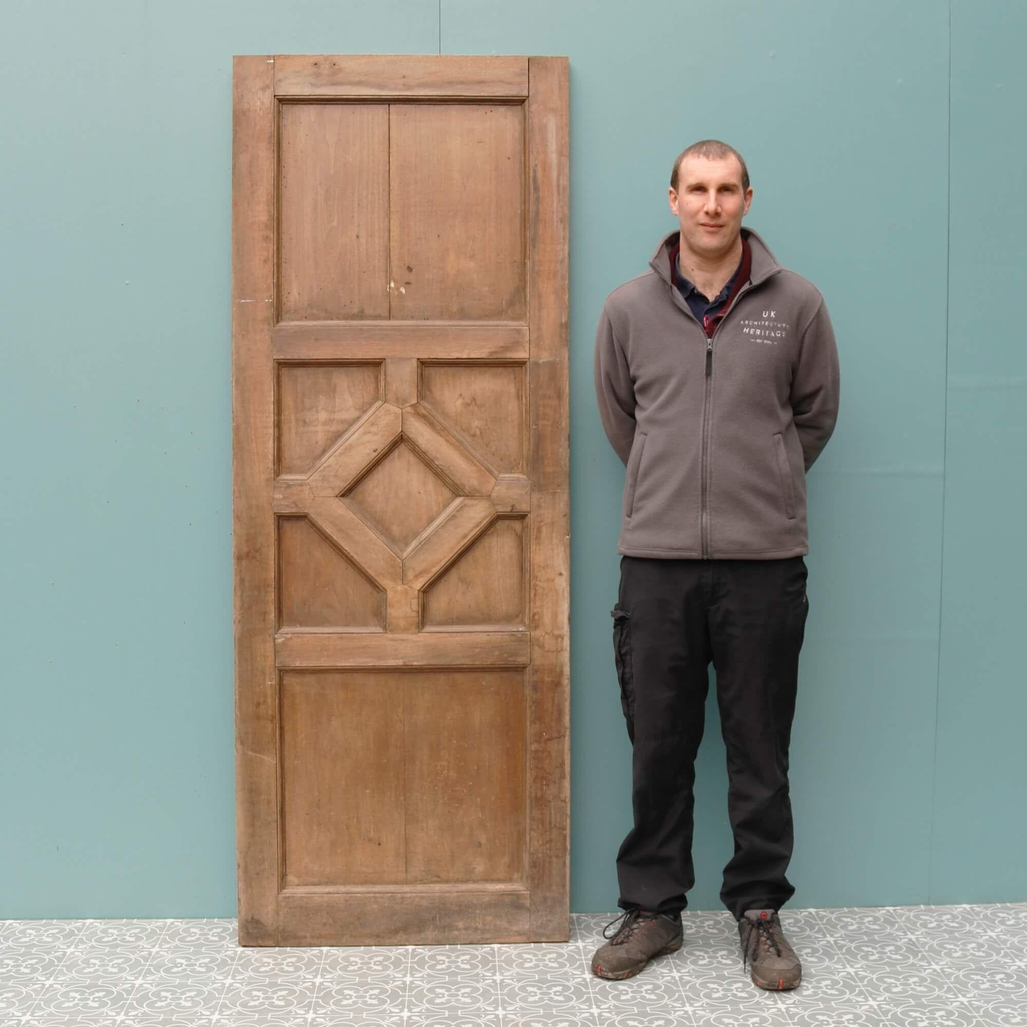 An unusual early 20th century reclaimed mahogany internal door with a distinctive geometric design to both sides – a brilliant statement piece for properties old and new. If not a door, it could be used as an architectural panel for decorative