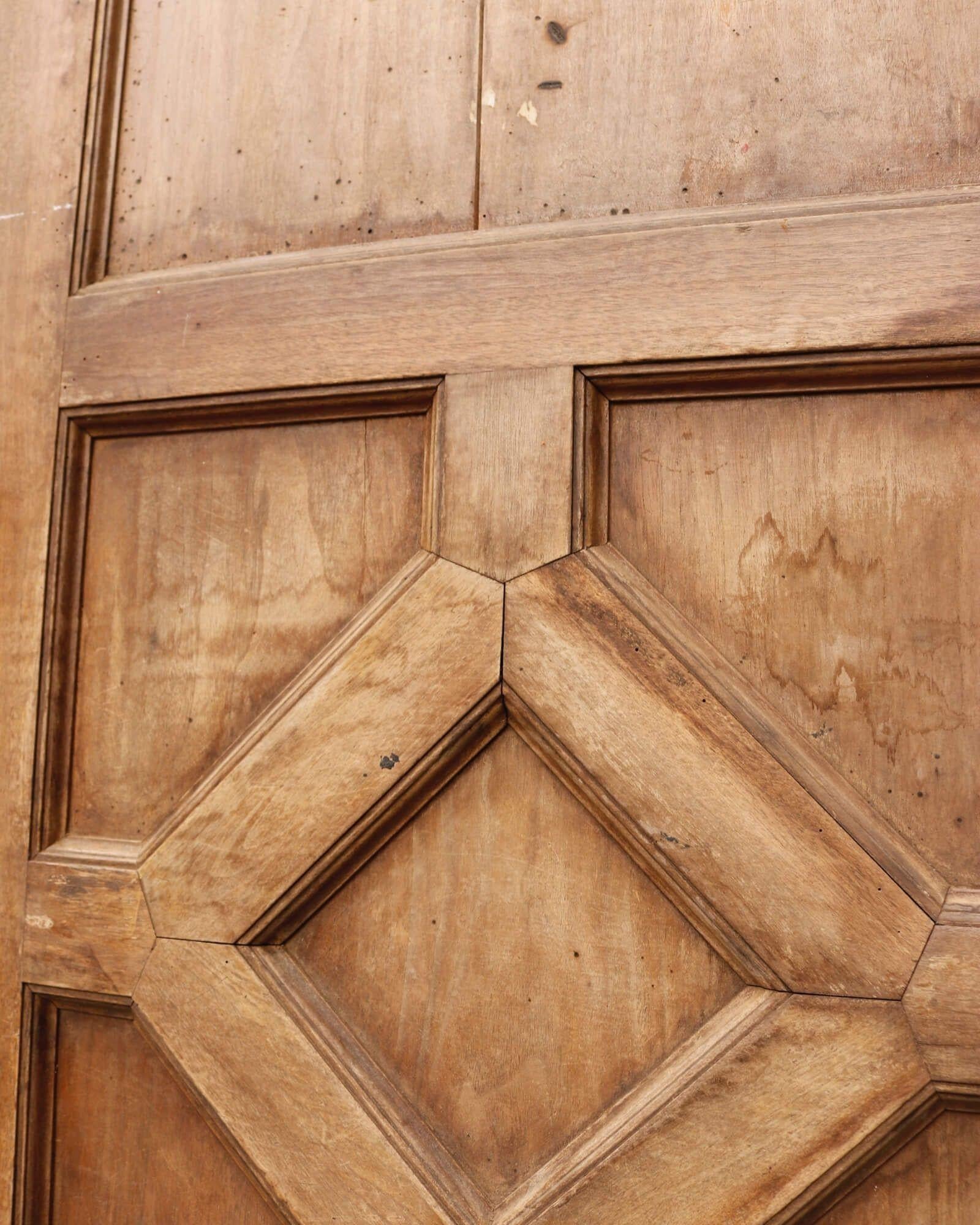 Reclaimed Mahogany Geometric Internal Door In Fair Condition For Sale In Wormelow, Herefordshire