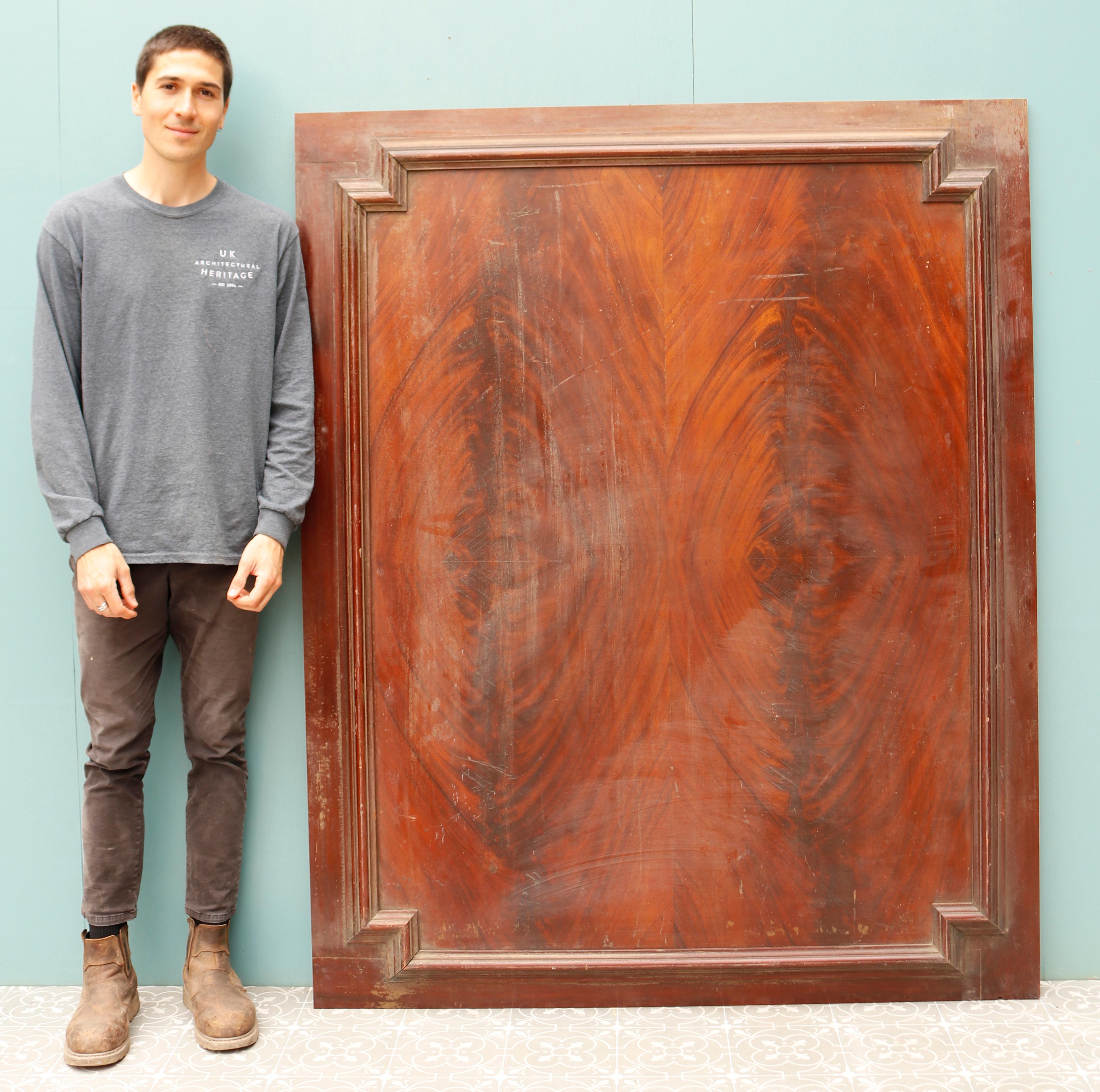 Reclaimed Mahogany wall panel. The panel comes with book matched veneer panels. This would make a wonderful head board, even a grand menu or notice board with such a vibrant colour and bold structure.